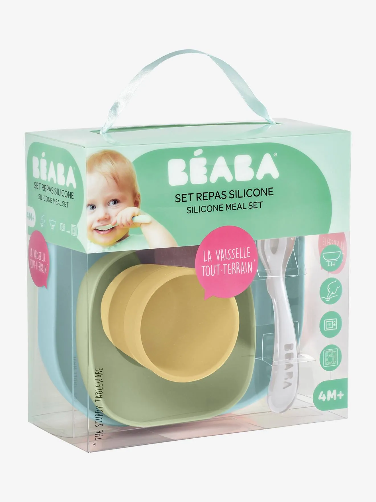 BEABA  SERVIESSET 4 ITEMS SILICONE BEABA  BLAUW