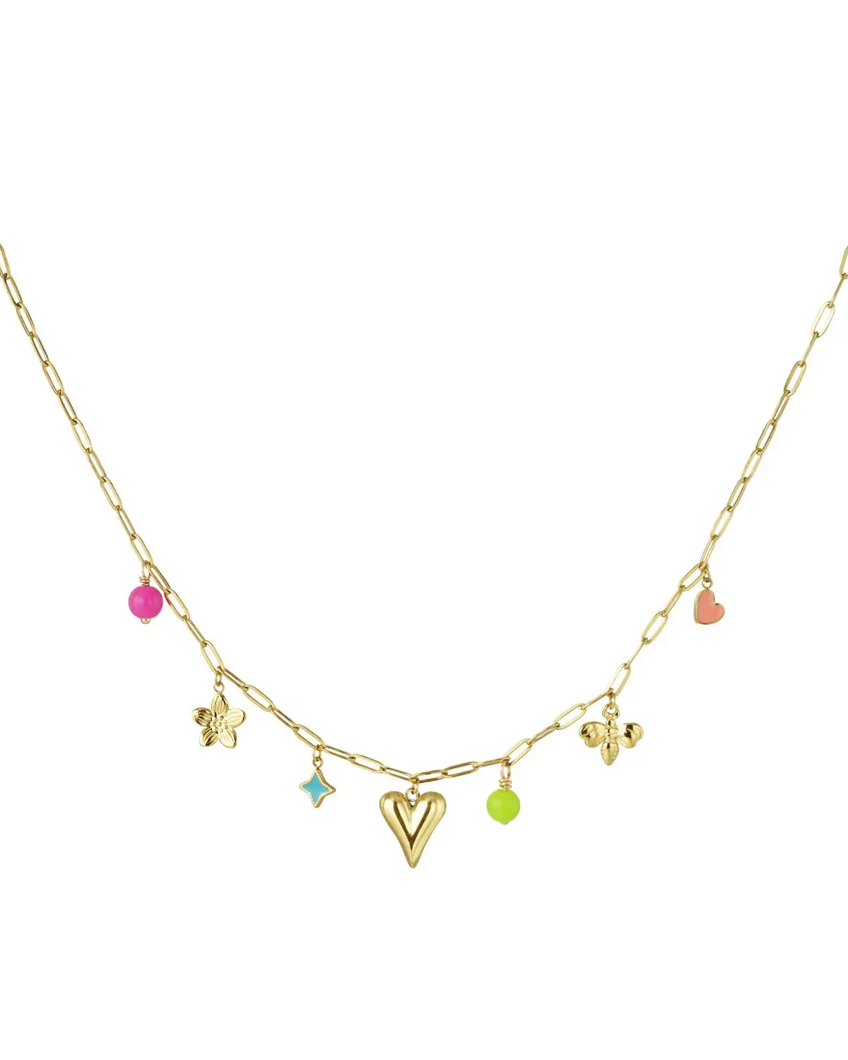 Bedelketting met Kleurrijke Bedels Goud