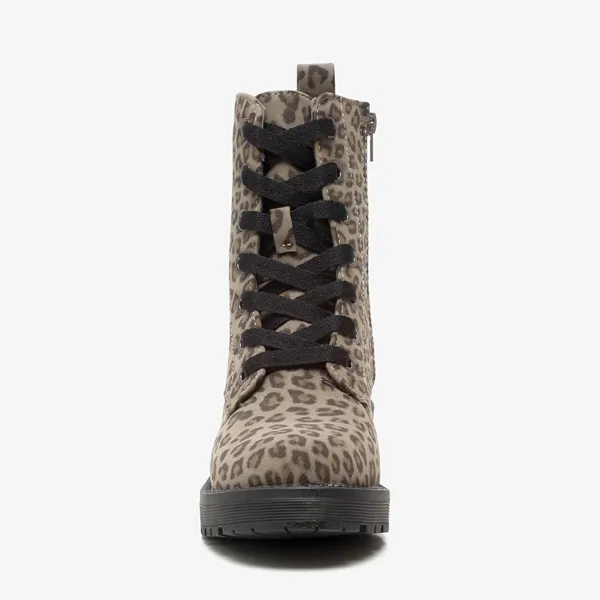 Blue Box dames veterboots met panterprint