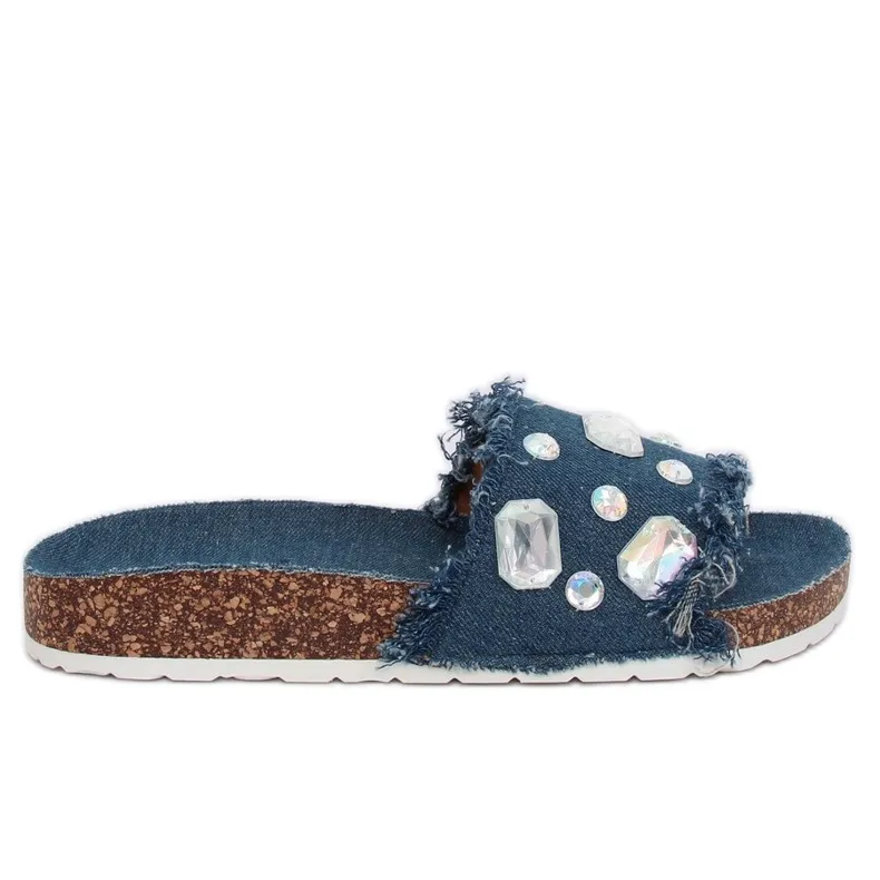 CK100 D.BLUE marineblauwe jeanspantoffels