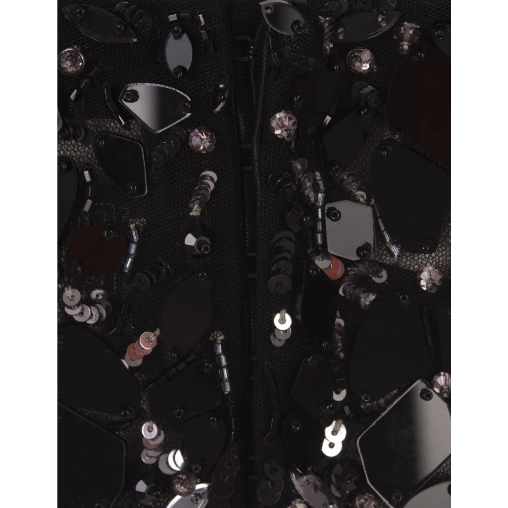 Ermanno Scervino Zwart Tule Bustier Top met Spiegel en Pailletapplicaties Black Dames