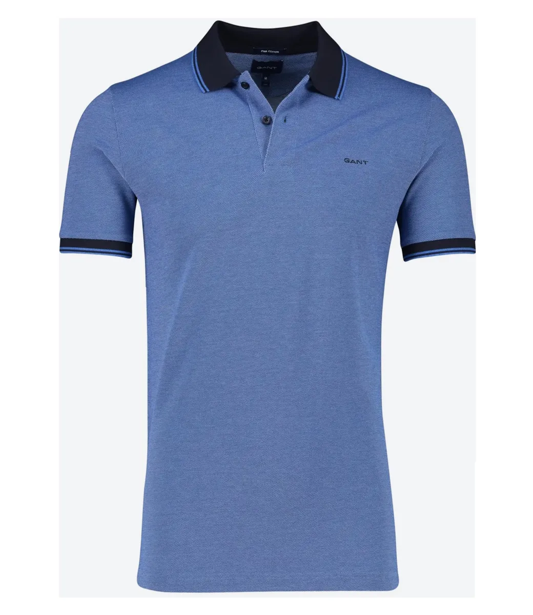 GANT 2057029471 HEREN POLO BLAUW OXFORD MET DONKERBLAUWE BOORD DAY BLUE