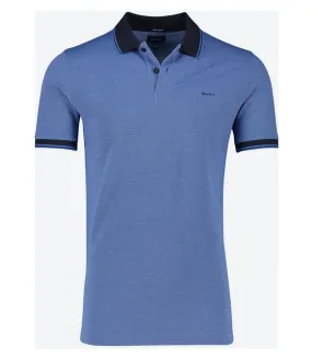 Gant 2057029-471 heren polo blauw oxford met donkerblauwe boord day blue