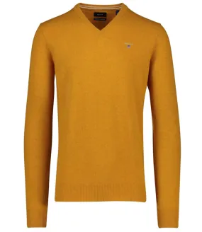 Gant 86212 822 heren mosterd geel v-hals trui superfine lamswol