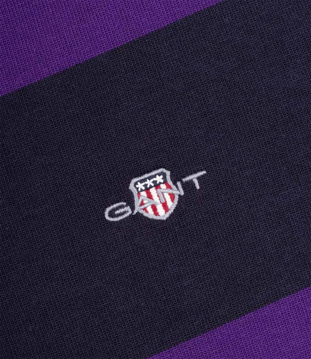 Gant donkerblauw donkerpaars heren streep rugby shirt sweater