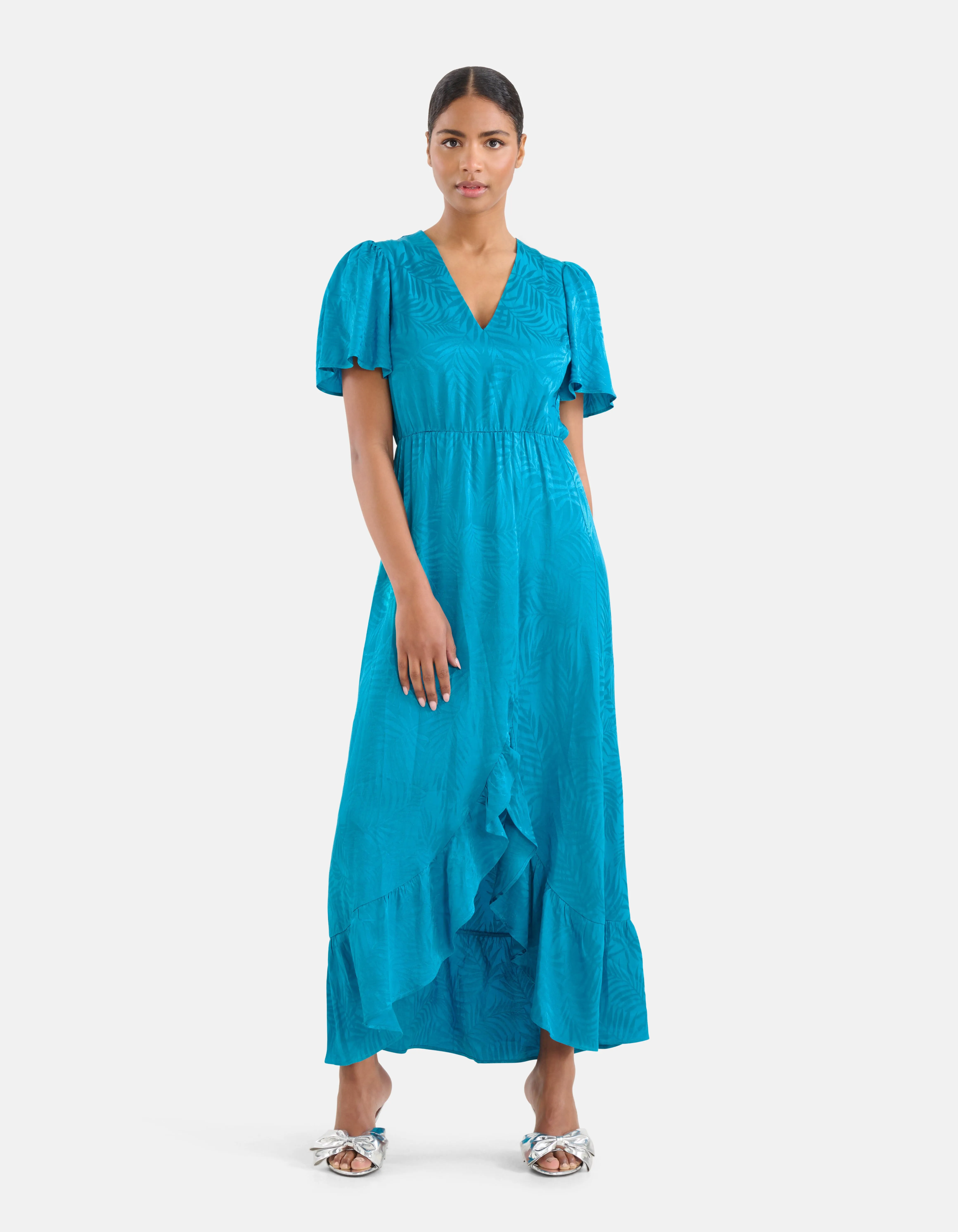 Jacquard Maxi Jurk Blauw