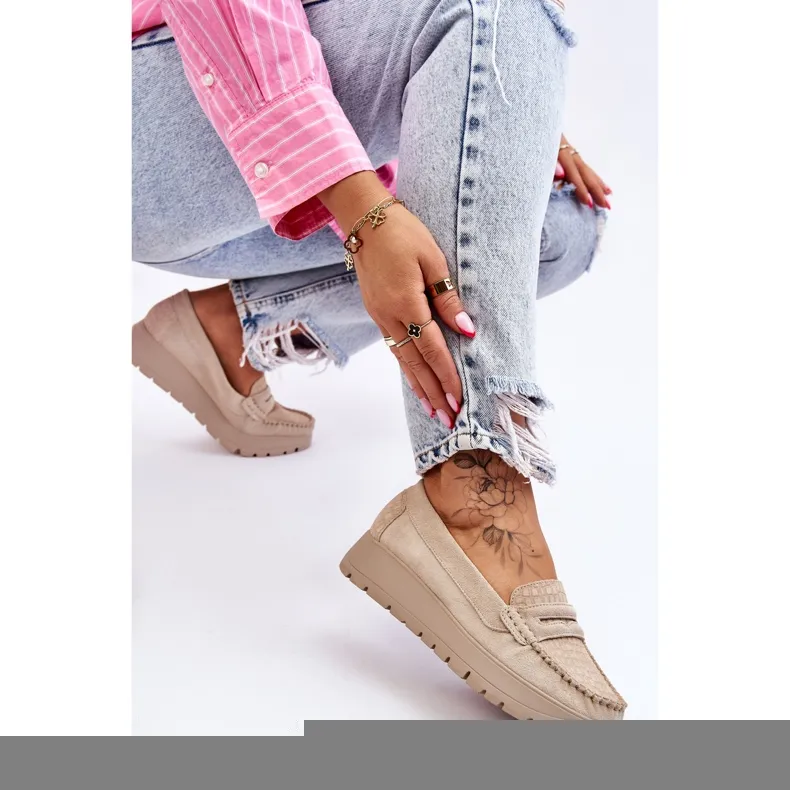 Lemar Suède plateauloafers Lichtbeige Milana