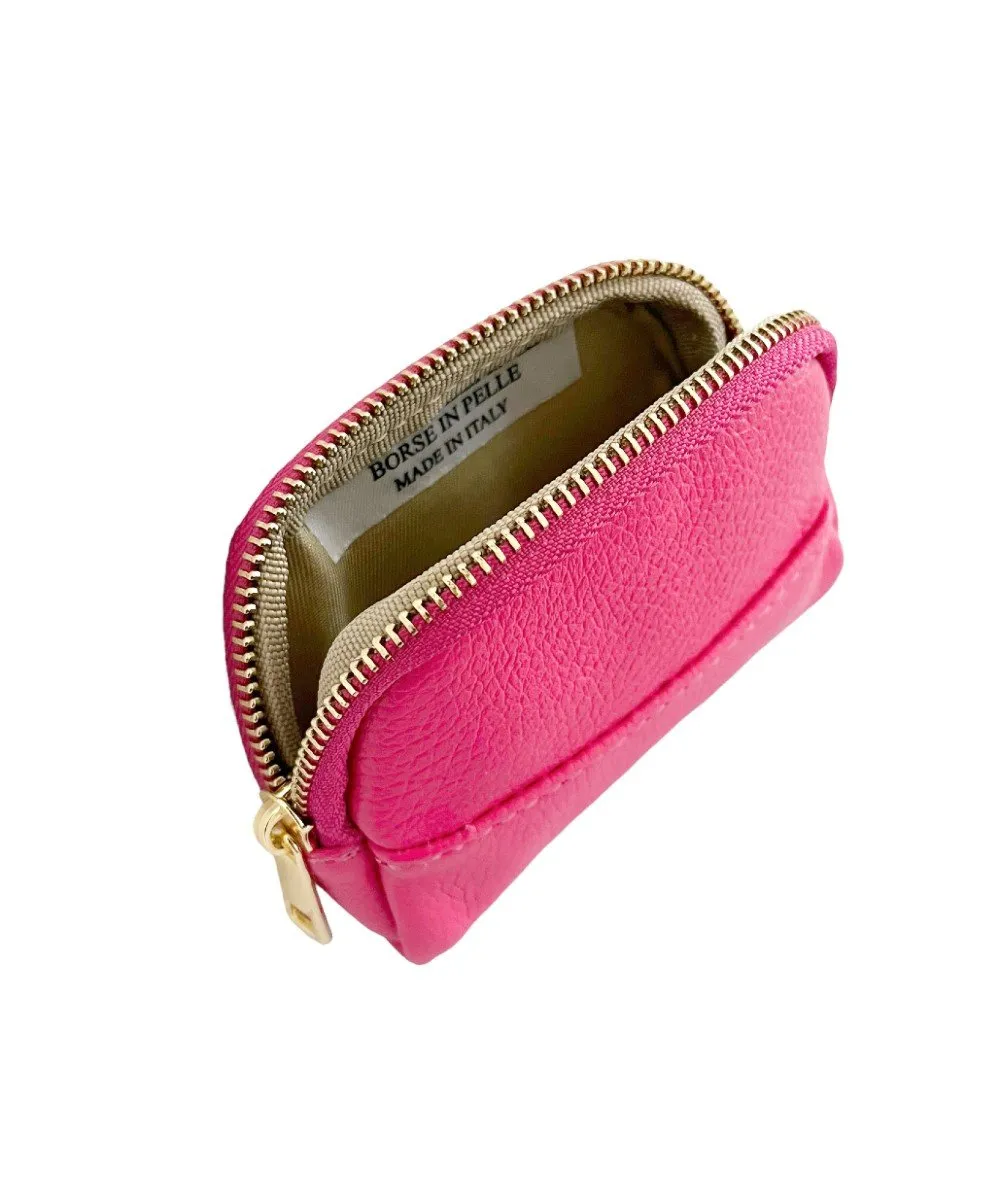 Leren Portemonnee Linda | Fuchsia, Wit & Beige