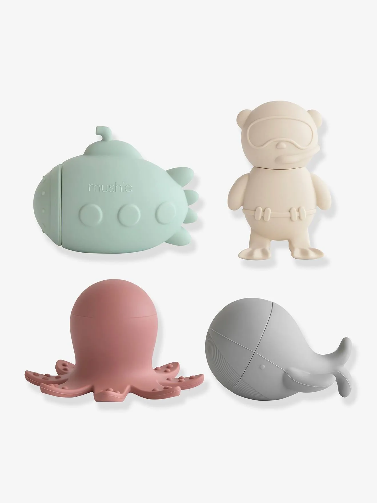 MUSHIE  SET VAN 4 BADSPEELTJES SEALIFE  MUSHIE  MEERKLEURIG