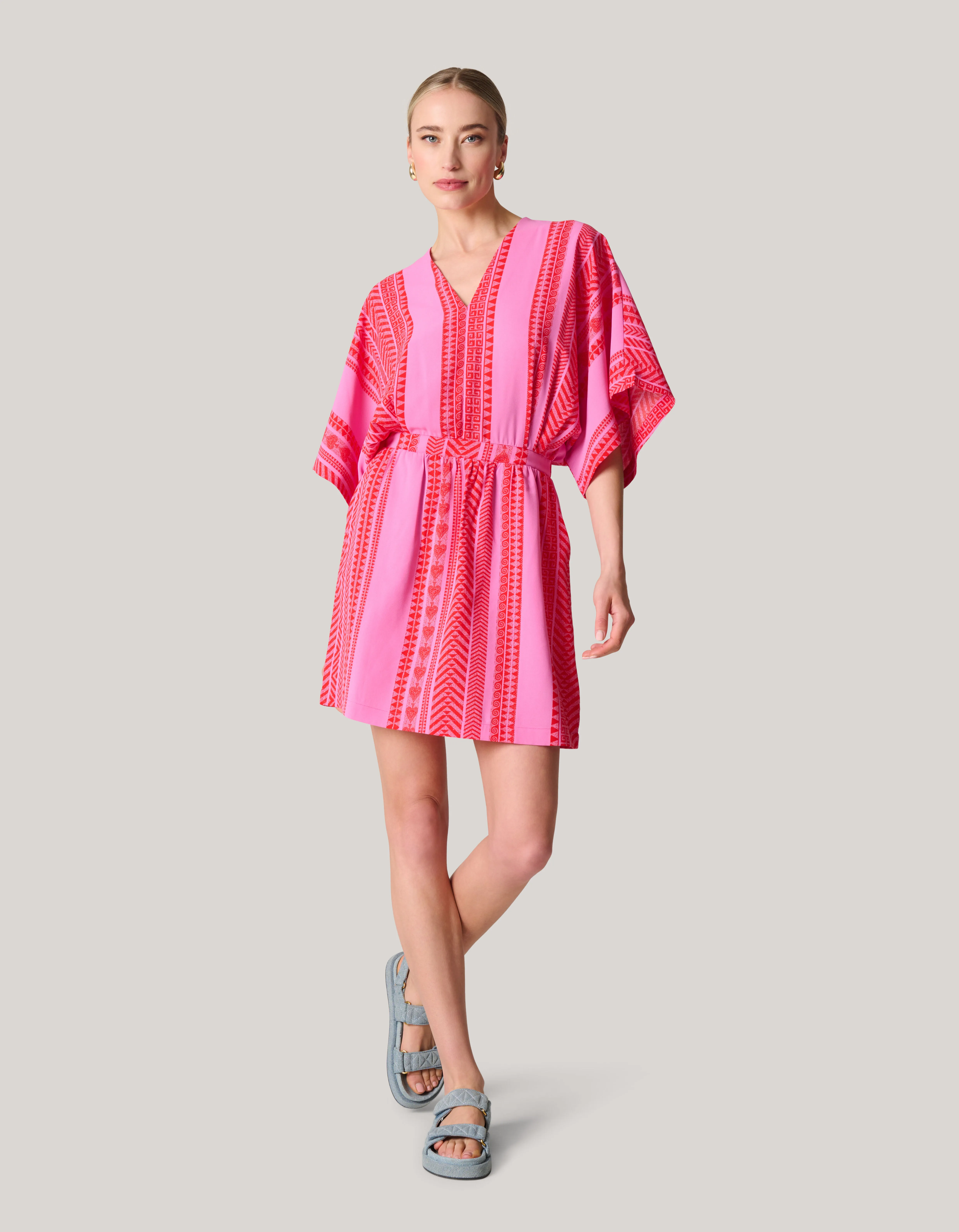 Printed Mini Jurk Roze