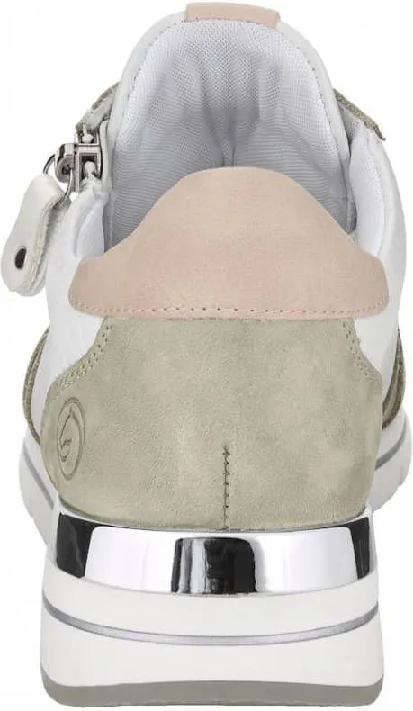 Remonte Sneaker in mooie vlechtlook Salie/Wit/Roze