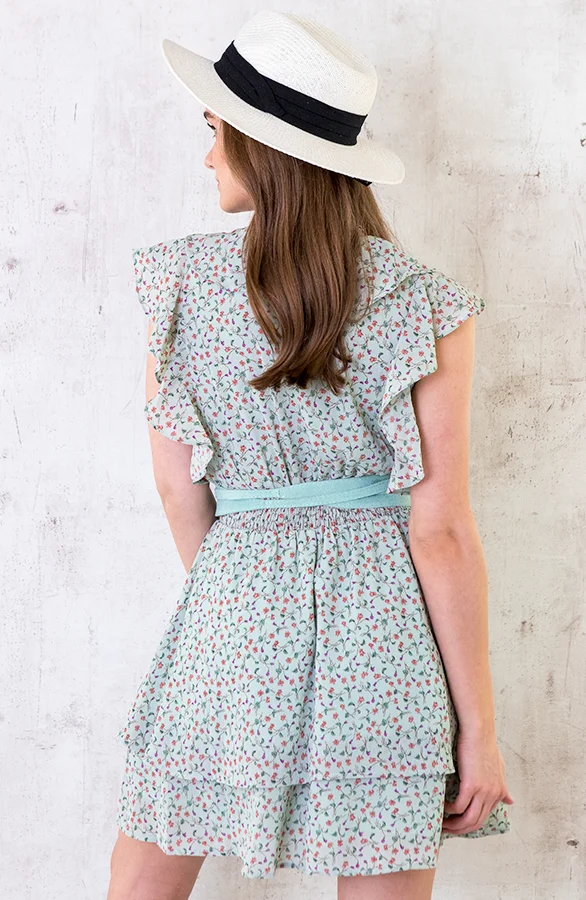 Ruffle Floral Dress Mint