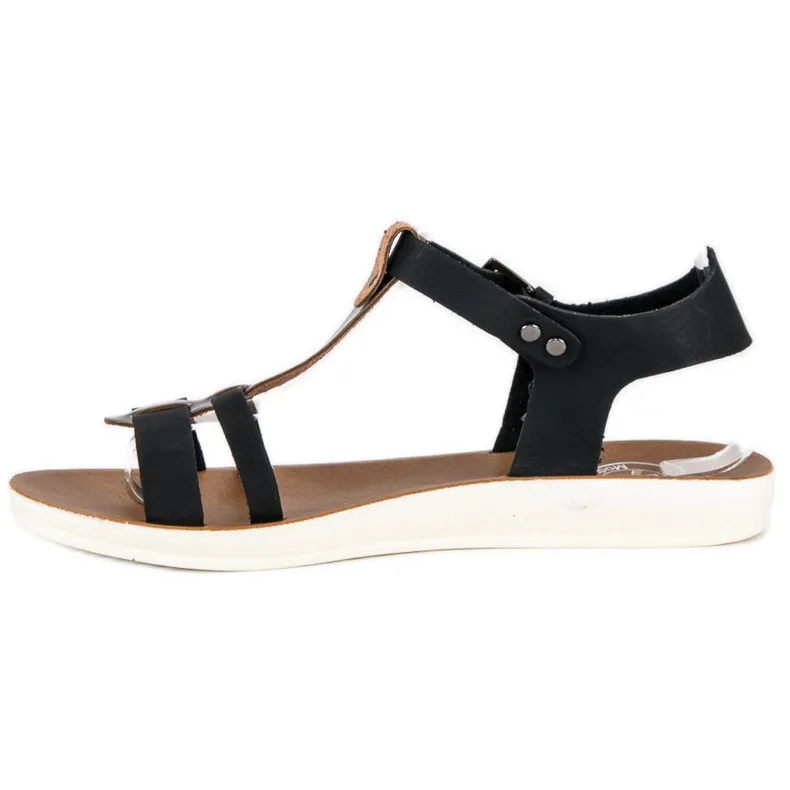 Sandalen vastgemaakt met een gesp zwart bruin