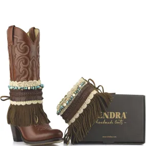 Sendra laarzenspoor Arnes 564 Ibizastyle bruin met franjes