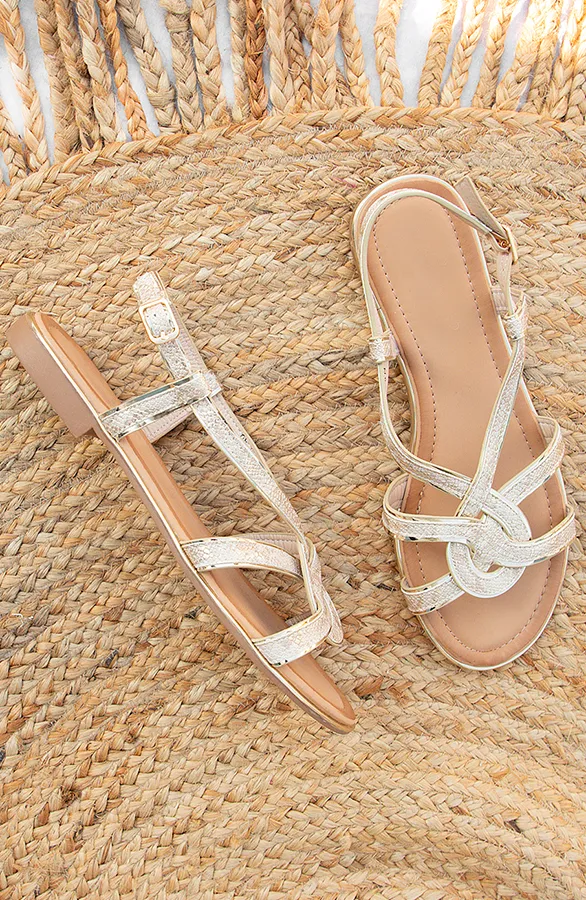 Slangenprint Sandalen Beige