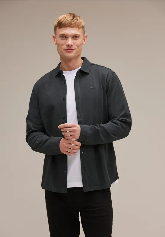 Street One MEN Piqué shirt met lange mouwen