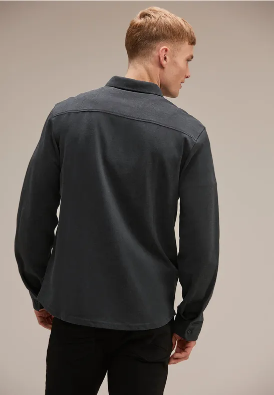 Street One MEN Piqué shirt met lange mouwen