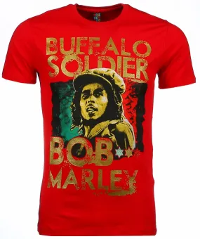 T-shirt - Bob Marley Buffalo Soldier Print - Rood