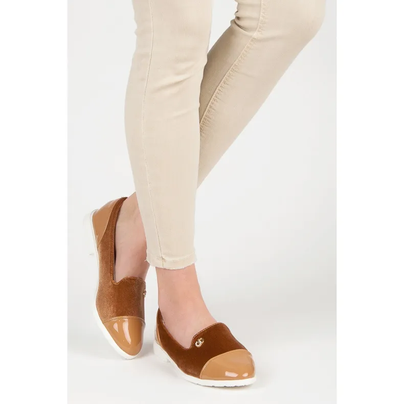 Velours ballerina's bruin