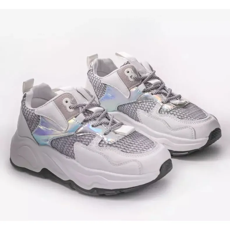 WITTE SPORTSNEAKERS MET GRIJZE RAL63 INZETSTUKKEN GRIJS